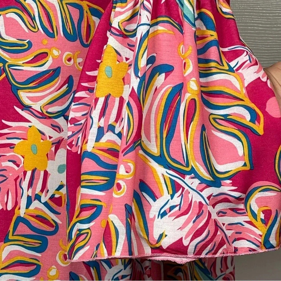 Simply Southern Pink Leaf Bird Print Tunic Dress Small New - Picture 10 of 13